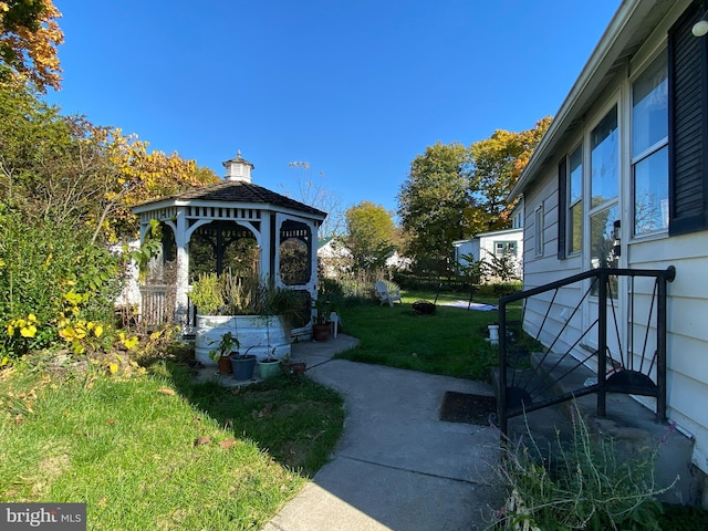 view of yard with a gazebo