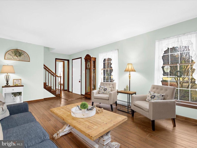 living room featuring hardwood / wood-style flooring