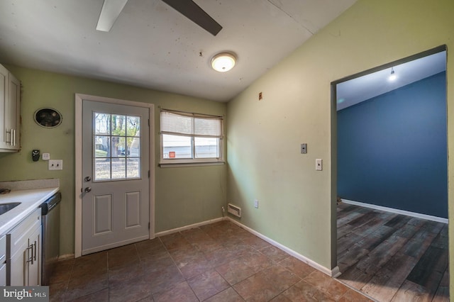 doorway with wood-type flooring