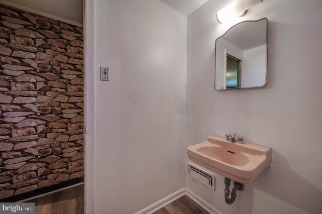 bathroom featuring wood-type flooring