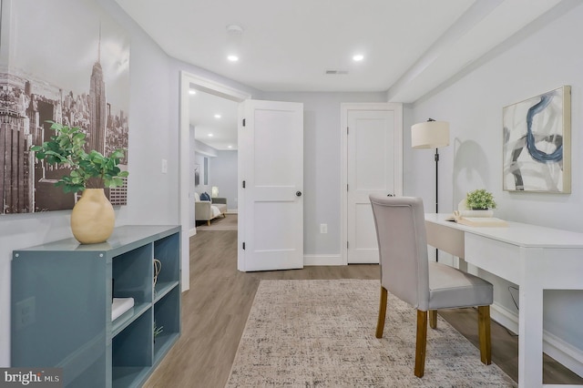 office featuring light hardwood / wood-style floors