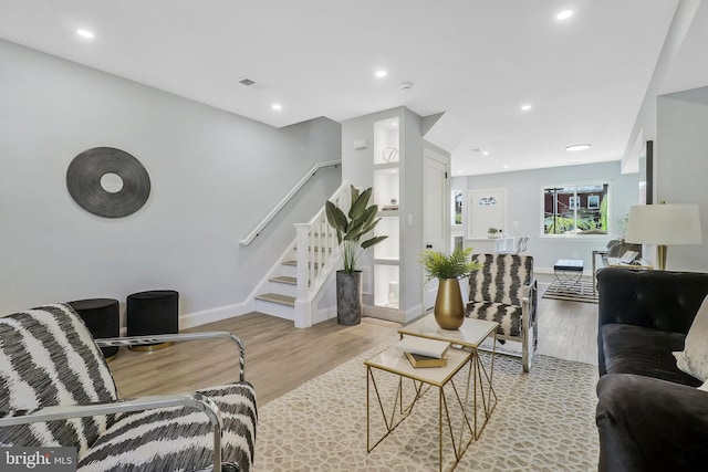 living room featuring light hardwood / wood-style floors