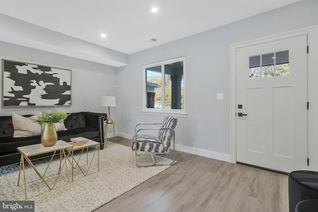 foyer with hardwood / wood-style flooring