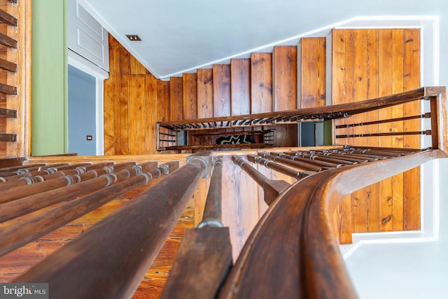 interior space with wood walls