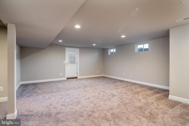 basement with carpet