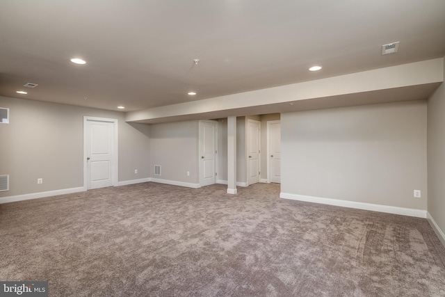 basement with carpet