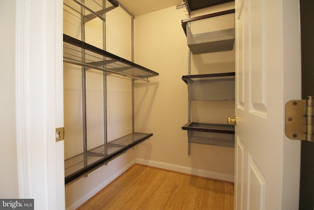 spacious closet with light hardwood / wood-style floors