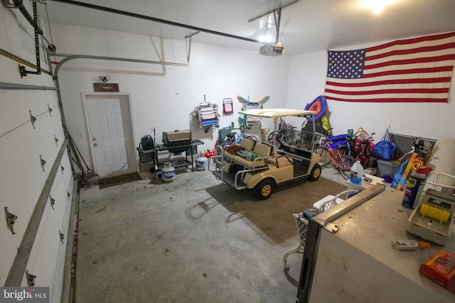 garage with a garage door opener