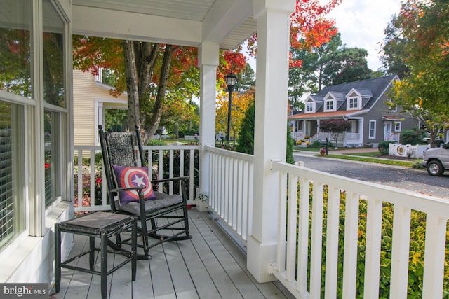 deck featuring covered porch