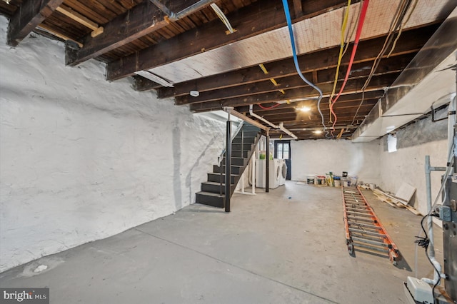 basement with independent washer and dryer