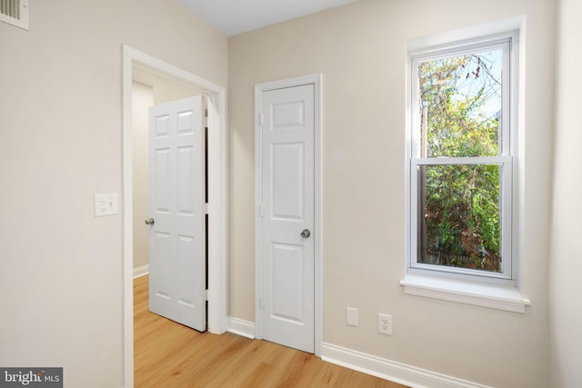 interior space with light hardwood / wood-style flooring