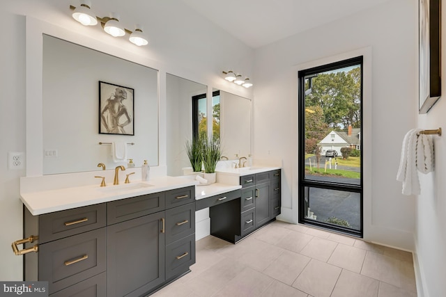 bathroom featuring vanity and tile patterned floors