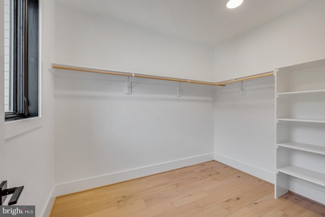 walk in closet featuring hardwood / wood-style flooring