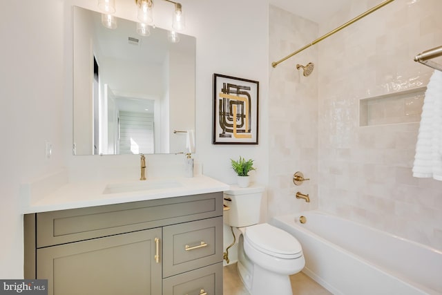 full bathroom featuring vanity, toilet, and shower / bathtub combination with curtain