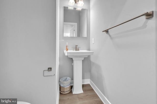 bathroom featuring hardwood / wood-style flooring and sink