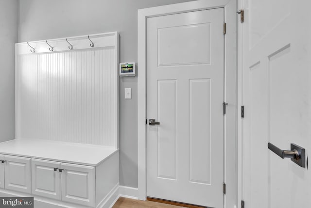 mudroom featuring light hardwood / wood-style flooring