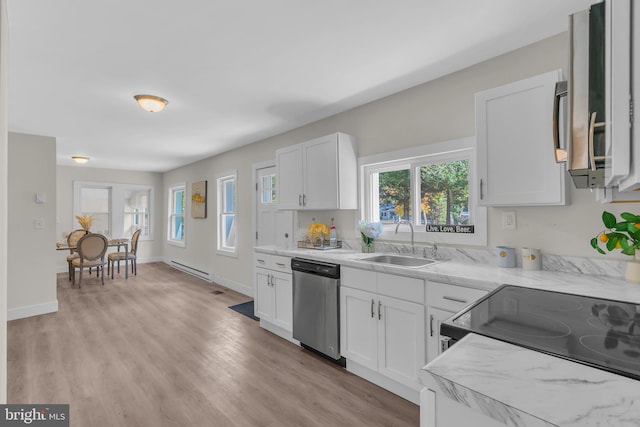 kitchen with white cabinetry, appliances with stainless steel finishes, sink, and plenty of natural light