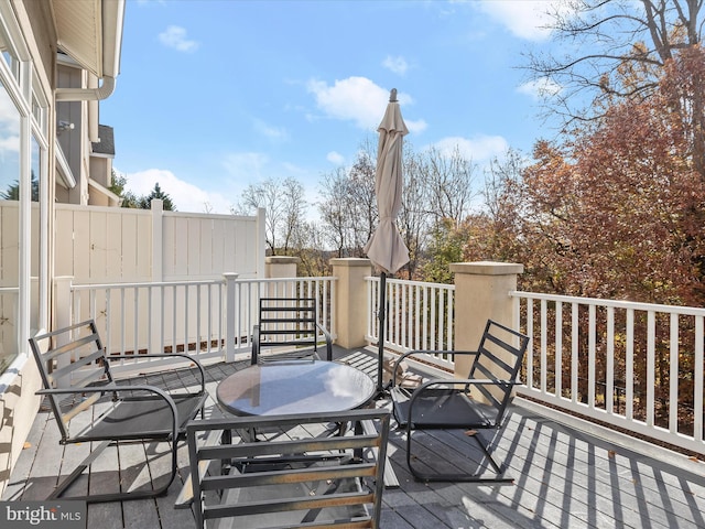 deck featuring outdoor dining area