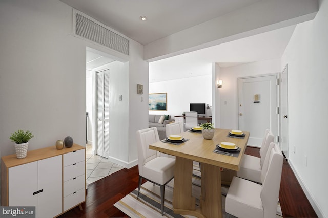 dining area with light wood-type flooring