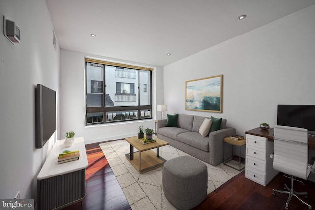 living room with hardwood / wood-style floors