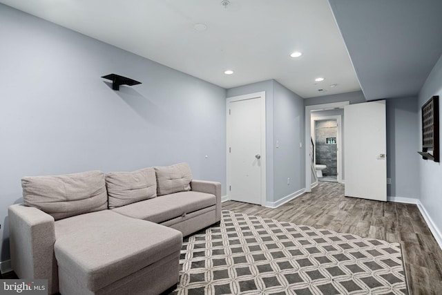 living room with hardwood / wood-style flooring