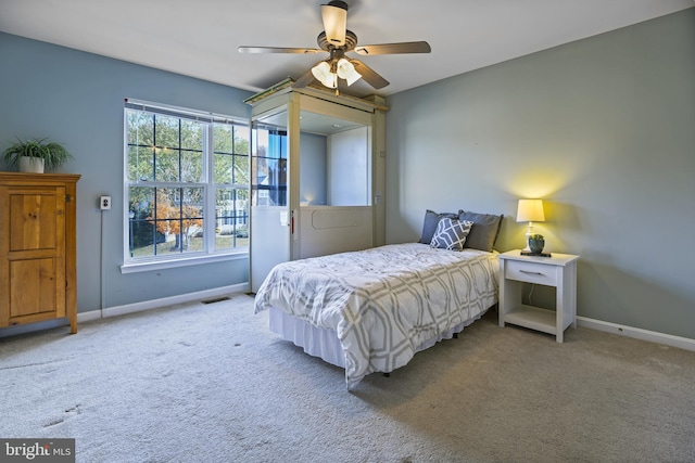 bedroom with carpet and ceiling fan