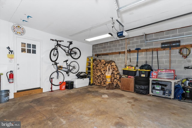 garage with a garage door opener