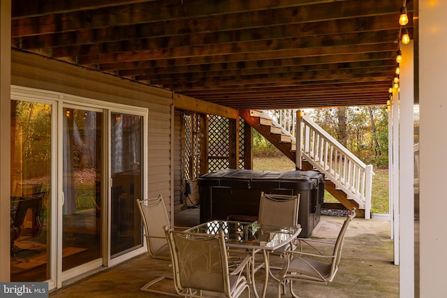 deck with a patio