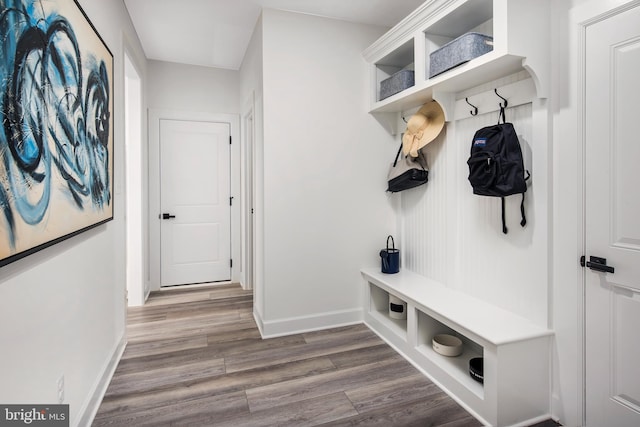 mudroom featuring hardwood / wood-style flooring