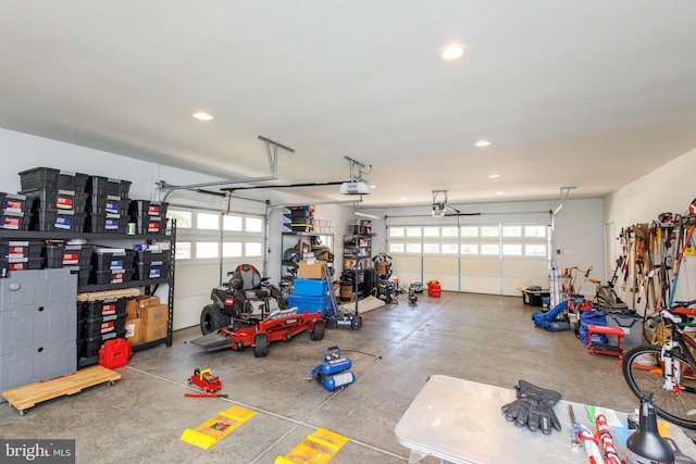 garage with a garage door opener