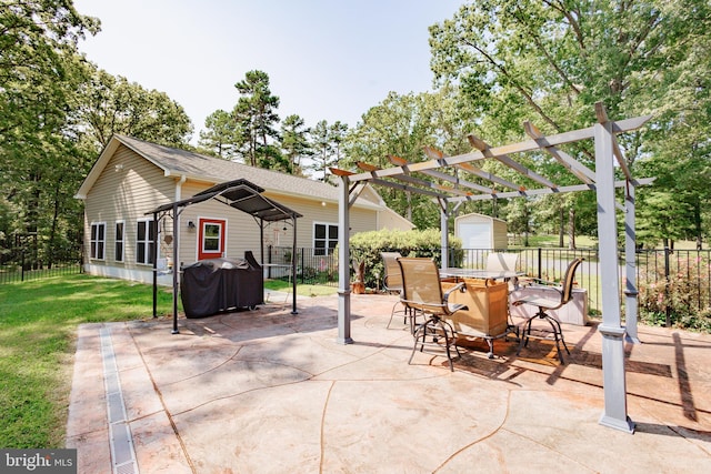 view of patio / terrace featuring a pergola