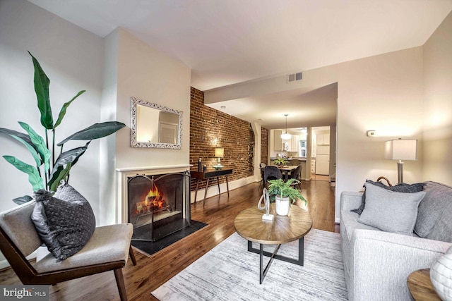 living room with hardwood / wood-style floors