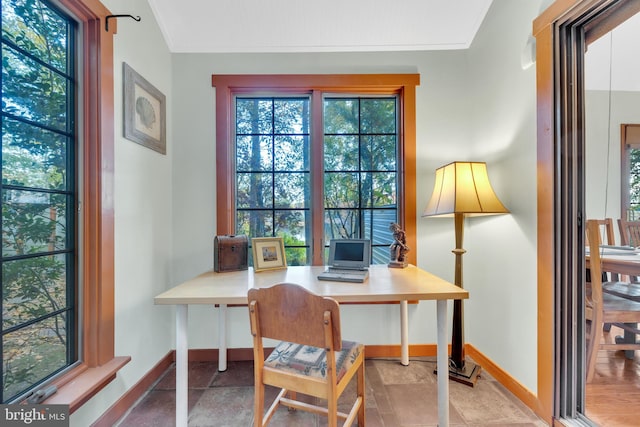 home office featuring baseboards