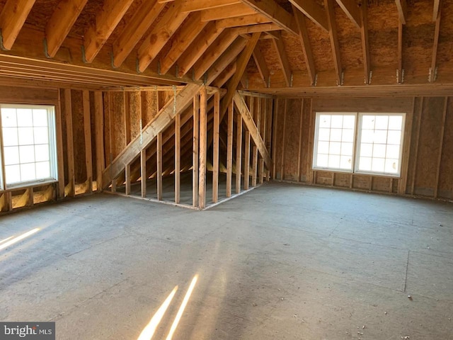 view of unfinished attic