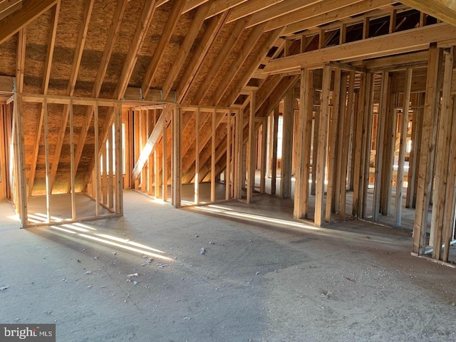 miscellaneous room with lofted ceiling