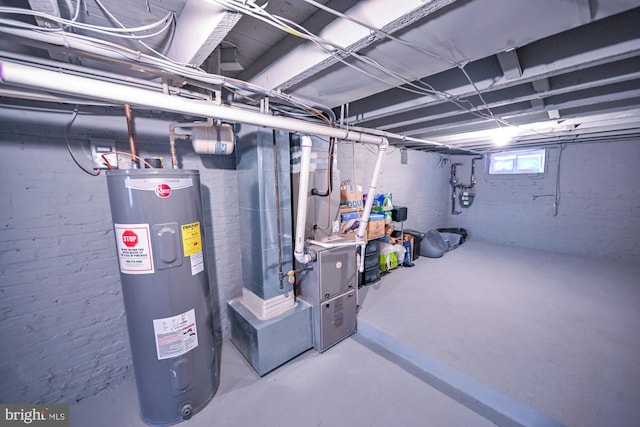 basement with electric water heater