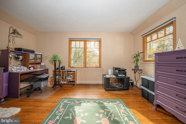 office area with light wood-type flooring