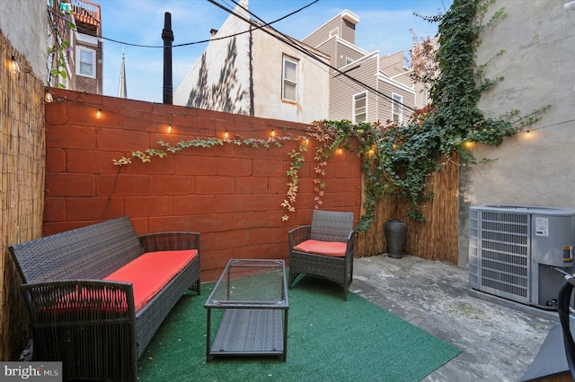 view of patio featuring central AC