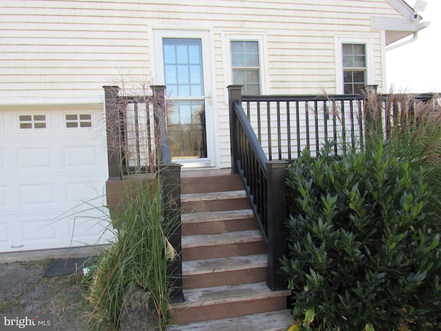 entrance to property with a garage