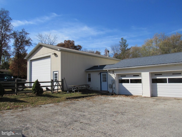 exterior space featuring a garage