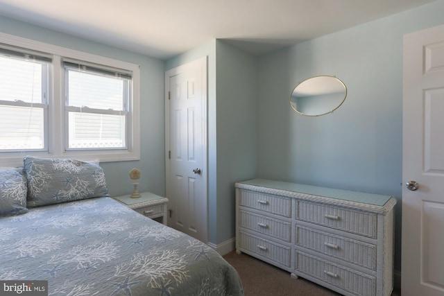 carpeted bedroom with a closet