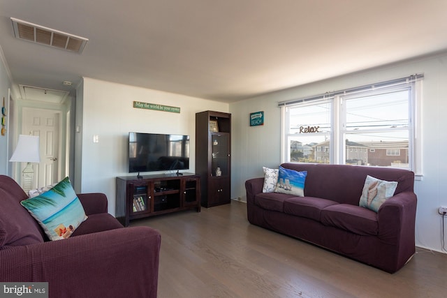 living room with wood-type flooring