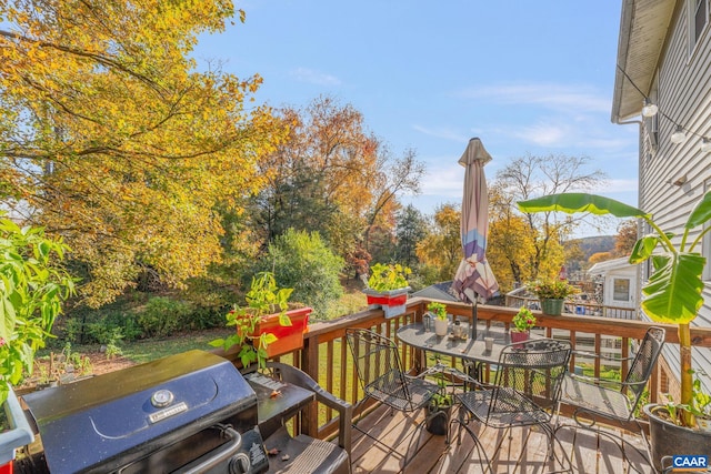 wooden terrace with grilling area