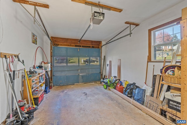 garage with a garage door opener