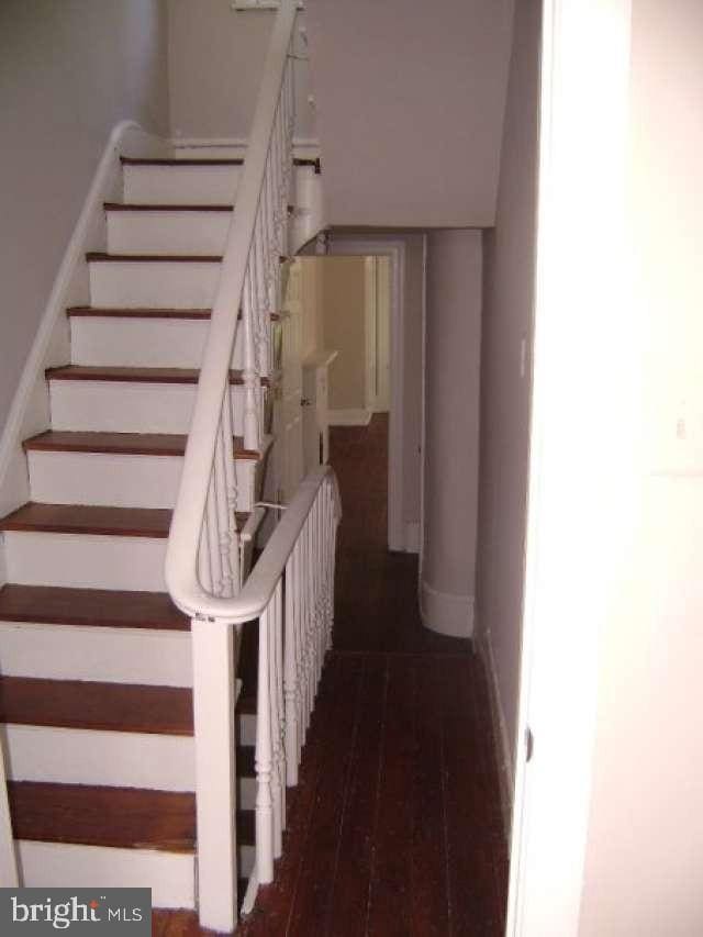 stairway with wood-type flooring