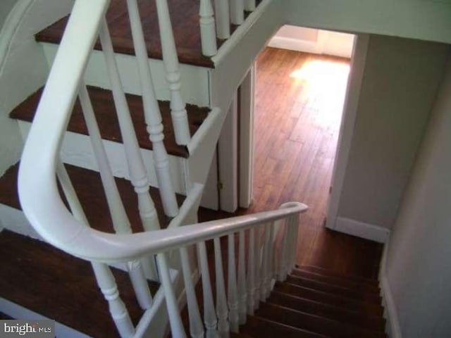 stairs with hardwood / wood-style floors