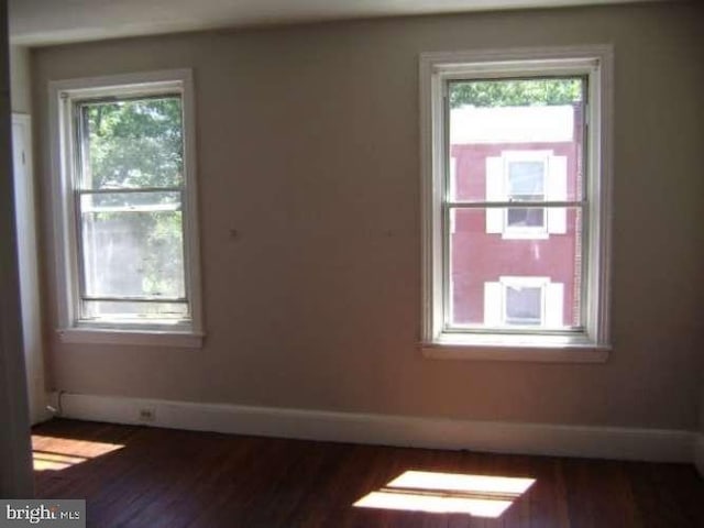 unfurnished room featuring dark hardwood / wood-style flooring