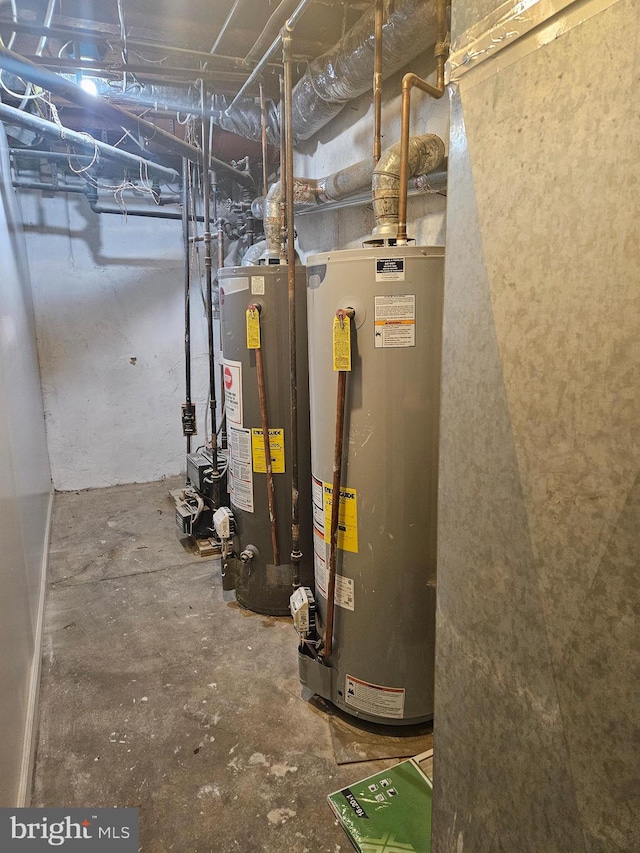 utility room featuring water heater