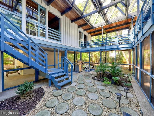 sunroom with a skylight