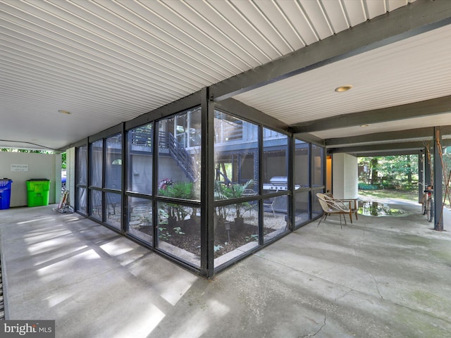 interior space with beam ceiling